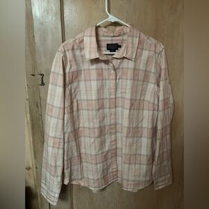 Pendleton Plaid Button Down Shirt - Light Pink and Cream